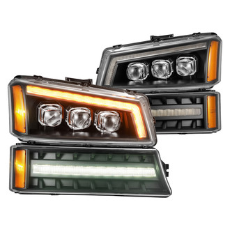 AlphaRex® - NOVA-Series Driver and Passenger Side Black Projector LED Headlights with Sequential DRL
