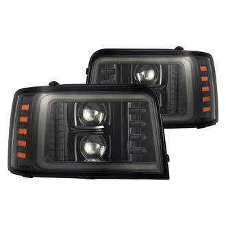 AlphaRex® - PRO-Series Driver and Passenger Side Alpha-Black Sequential LED Light Tube Projector Headlights