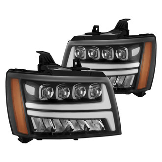 AlphaRex® - NOVA-Series Driver and Passenger Side Jet Black DRL Bar Projector LED Headlights with Sequential Turn Signal