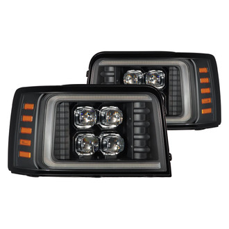 AlphaRex® - NOVA-Series Driver and Passenger Side Black Sequential Light Tube Projector LED Headlights