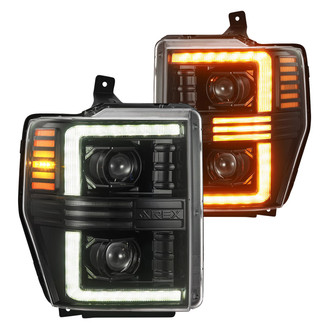 AlphaRex® - PRO-Series Driver and Passenger Side Alpha-Black Projector Headlights with Sequential LED DRL