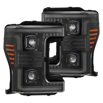 AlphaRex® - LUXX-Series Driver and Passenger Side Alpha-Black Sequential Light Tube Projector LED Headlights