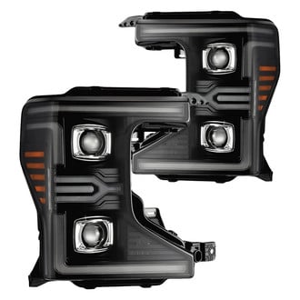 AlphaRex® - LUXX-Series Driver and Passenger Side Black Sequential Light Tube Projector LED Headlights