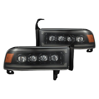AlphaRex® - NOVA-Series Driver and Passenger Side Alpha-Black DRL Bar Projector LED Headlights