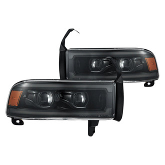 AlphaRex® - LUXX-Series Driver and Passenger Side Alpha-Black DRL Bar Projector LED Headlights