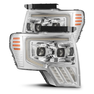 AlphaRex® - PRO-Series Driver and Passenger Side Chrome LED Light Tube Projector Headlights with Sequential Turn Signal