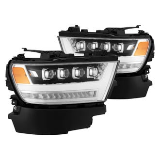 AlphaRex® - NOVA-Series Driver and Passenger Side Black/Chrome DRL Bar Projector LED Headlights with Sequential Turn Signal