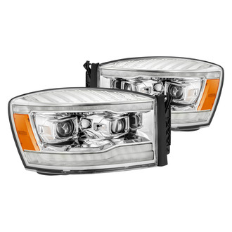 AlphaRex® - PRO-Series Driver and Passenger Side Chrome Sequential LED DRL Bar Projector Headlights