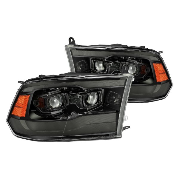 AlphaRex® - Luxx-Series Jet Black DRL Bar Projector LED Headlights with Sequential Turn Signal, Dodge Ram
