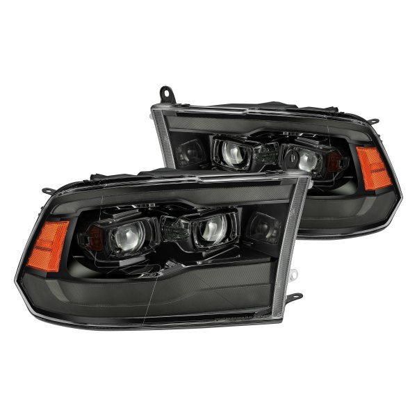 AlphaRex® - PRO-Series G2 Alpha-Black Sequential LED DRL Bar Projector Headlights, Dodge Ram