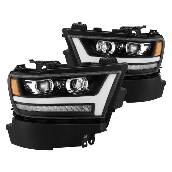 AlphaRex® - Luxx-Series Black DRL Bar Projector LED Headlights with Sequential Turn Signal, Ram 1500