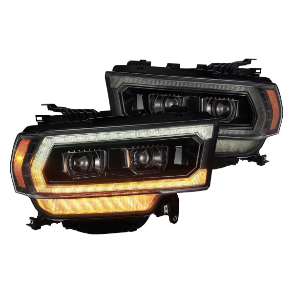 AlphaRex® - PRO-Series Alpha-Black Sequential LED DRL Bar Projector Headlights, Ram 2500