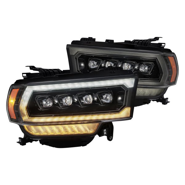 AlphaRex® - NOVA-Series Alpha-Black Sequential DRL Bar Projector LED Headlights with DRL and Sequential Turn Signal, Ram 2500