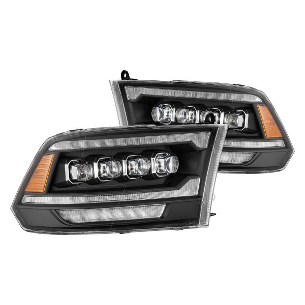 AlphaRex® - NOVA-Series Black Projector LED Headlights with Sequential LED DRL, Dodge Ram