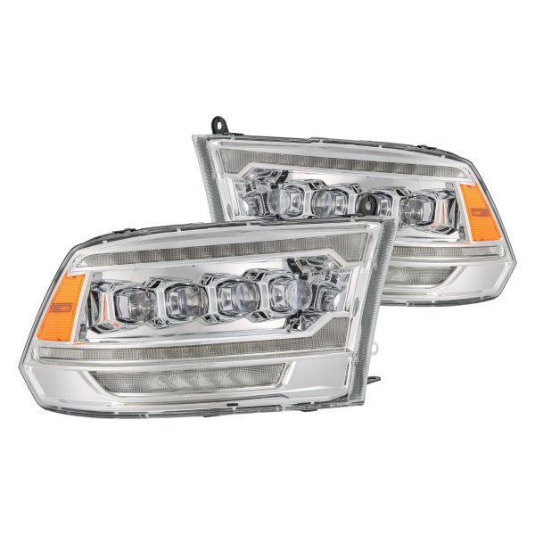 AlphaRex® - NOVA-Series Chrome Projector LED Headlights with Sequential LED DRL, Dodge Ram
