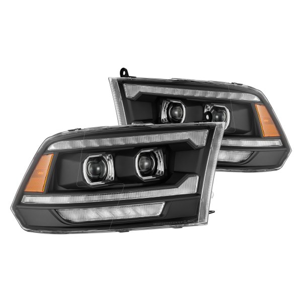 AlphaRex® - Luxx-Series Black Projector LED Headlights with Sequential LED DRL, Dodge Ram