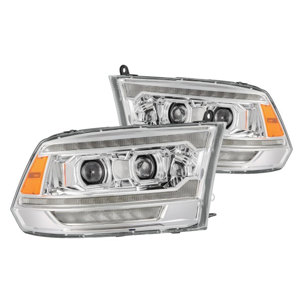 AlphaRex® - Luxx-Series Chrome Projector LED Headlights with Sequential LED DRL, Dodge Ram