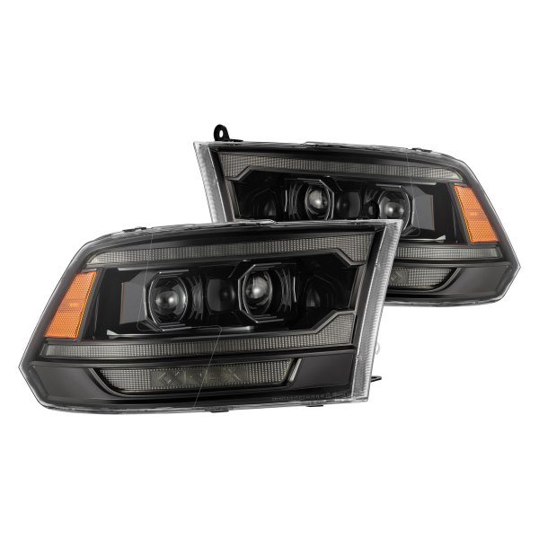 AlphaRex® - Luxx-Series Alpha-Black Projector LED Headlights with Sequential LED DRL, Dodge Ram