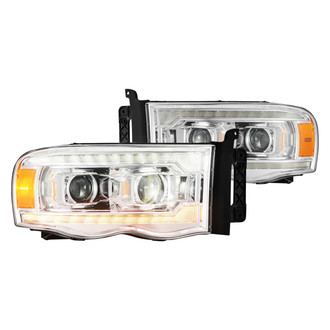 AlphaRex® - LUXX-Series Driver and Passenger Side Chrome Projector LED Headlights with Sequential DRL