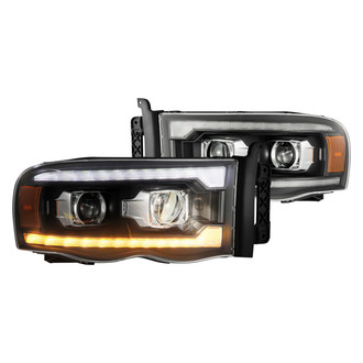 AlphaRex® - PRO-Series Driver and Passenger Side Black Projector Headlights with Sequential LED DRL