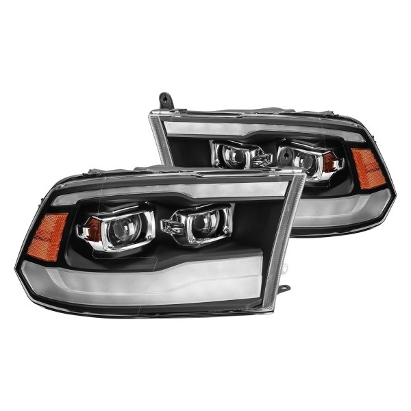 AlphaRex® - PRO-Series G2 Black Sequential LED DRL Bar Projector Headlights, Dodge Ram