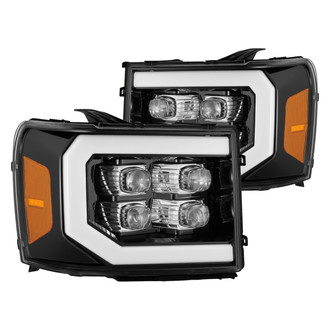 AlphaRex® - NOVA-Series Driver and Passenger Side Jet Black Sequential DRL Bar Projector LED Headlights