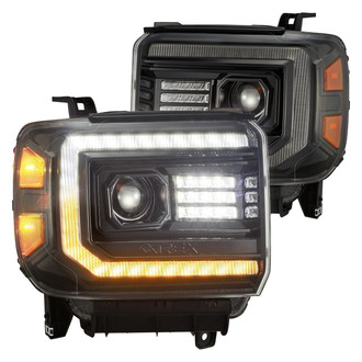 AlphaRex® - LUXX-Series Driver and Passenger Side Alpha-Black Switchback DRL Bar Projector LED Headlights