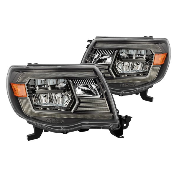 AlphaRex® - Luxx-Series Jet Black DRL Bar LED Headlights with DRL and Sequential Turn Signal, Toyota Tacoma