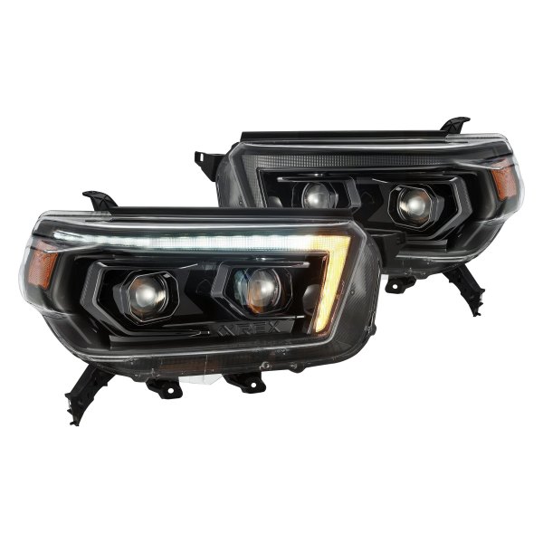 AlphaRex® - Luxx-Series Alpha-Black Switchback DRL Bar Projector LED Headlights with DRL and Sequential Turn Signal, Toyota 4Runner