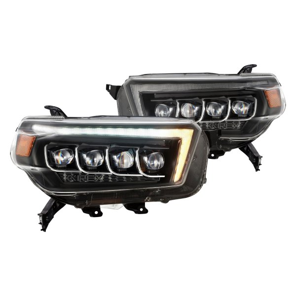 AlphaRex® - NOVA-Series Black Switchback DRL Bar Projector LED Headlights with DRL and Sequential Turn Signal, Toyota 4Runner