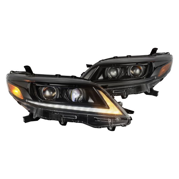 AlphaRex® - PRO-Series Alpha-Black Sequential LED DRL Bar Projector Headlights with DRL and Sequential LED Turn Signal, Toyota Sienna