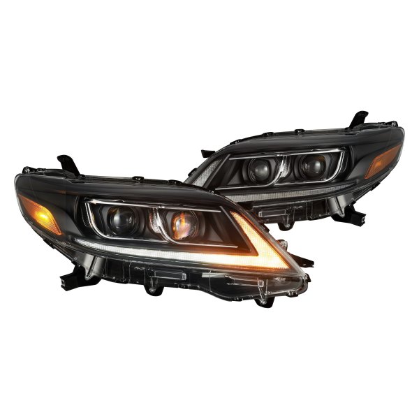 AlphaRex® - Luxx-Series Black Sequential DRL Bar Projector LED Headlights with DRL and Sequential Turn Signal, Toyota Sienna