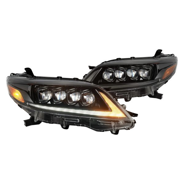AlphaRex® - NOVA-Series Alpha-Black Sequential DRL Bar Projector LED Headlights with DRL and Sequential Turn Signal, Toyota Sienna