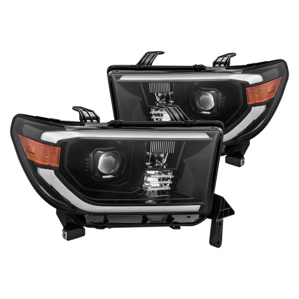 AlphaRex® - Luxx-Series Jet Black DRL Bar Projector LED Headlights, Toyota Tundra