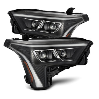 AlphaRex® - LUXX-Series Driver and Passenger Side Black DRL Bar Projector LED Headlights with Sequential White DRL