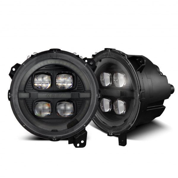 AlphaRex® - NOVA-Series 9" Round Alpha-Black Halo Projector LED Headlights with Switchback DRL