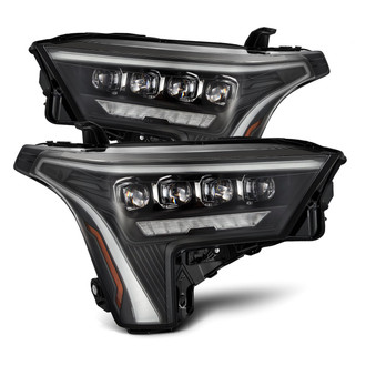AlphaRex® - NOVA-Series Driver and Passenger Side Black DRL Bar Projector LED Headlights with Sequential Amber DRL