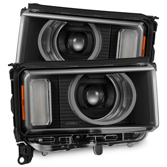 AlphaRex® - LUXX-Series Driver and Passenger Side Black Sequential DRL Bar Projector LED Headlights with Sequential Turn Signal