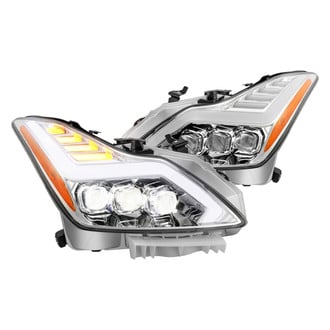 AlphaRex® - NOVA-Series Driver and Passenger Side Chrome DRL Bar Projector LED Headlights with Sequential Turn Signal
