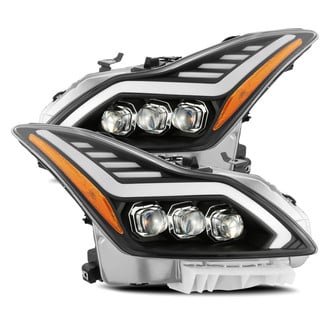 AlphaRex® - NOVA-Series Driver and Passenger Side Black DRL Bar Projector LED Headlights with Sequential Turn Signal