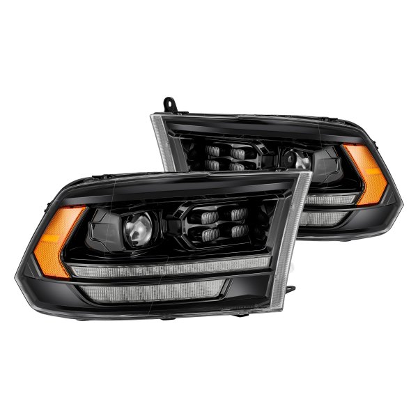 AlphaRex® - Luxx-Series Alpha-Black DRL Bar Projector LED Headlights with DRL and Sequential Turn Signal, Dodge Ram