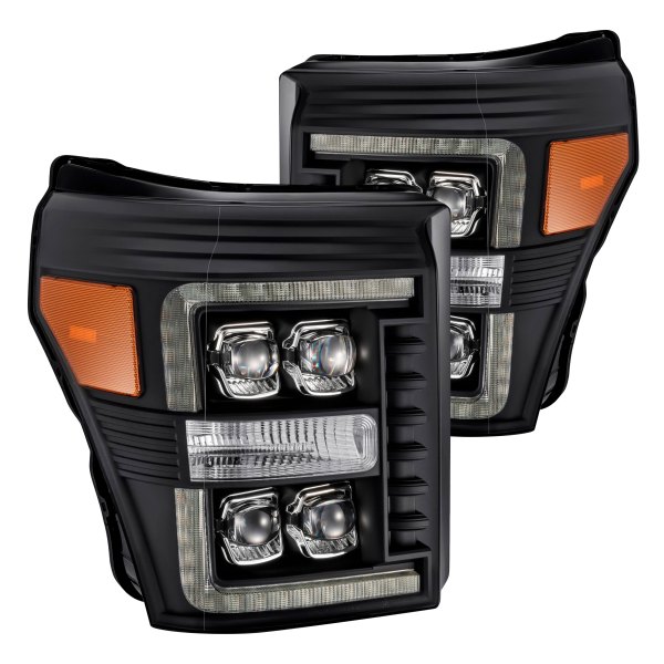 AlphaRex® - NOVA-Series Black DRL Bar Projector LED Headlights with DRL and Sequential Turn Signal