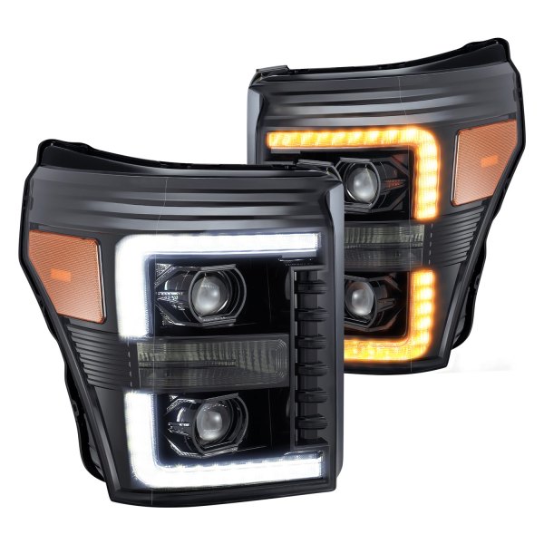 AlphaRex® - PRO-Series Mid-Night Black Sequential LED DRL Bar Projector Headlights with DRL and Sequential LED Turn Signal