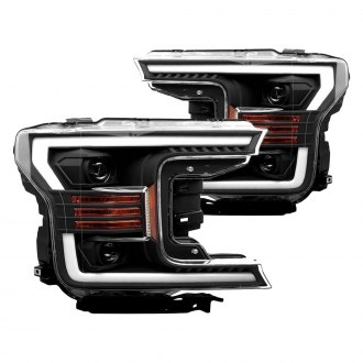AlphaRex® - PRO-Series Driver and Passenger Side Black Sequential LED Light Tube Projector Headlights