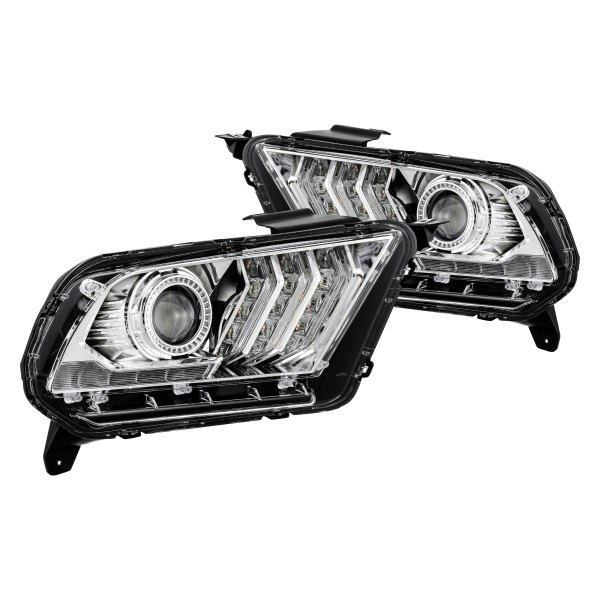 AlphaRex® - Luxx-Series Chrome Sequential DRL Bar Projector LED Headlights, Ford Mustang