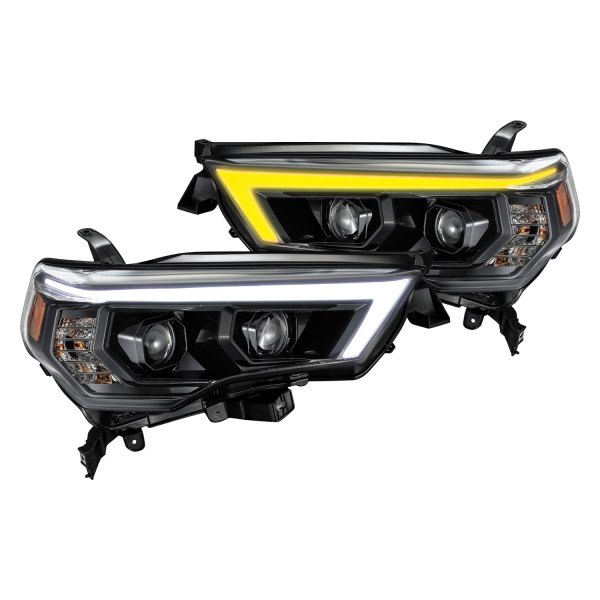 AlphaRex® - Luxx-Series Mid-Night Black Sequential DRL Bar Projector LED Headlights, Toyota 4Runner