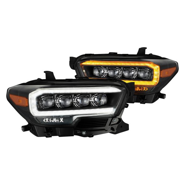 AlphaRex® - NOVA-Series Mid-Night Black Sequential DRL Bar Projector LED Headlights, Toyota Tacoma