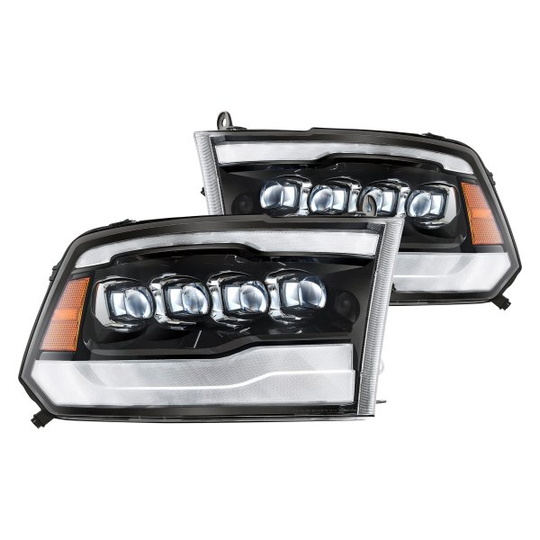 AlphaRex® - NOVA-Series Jet Black DRL Bar Projector LED Headlights, Dodge Ram