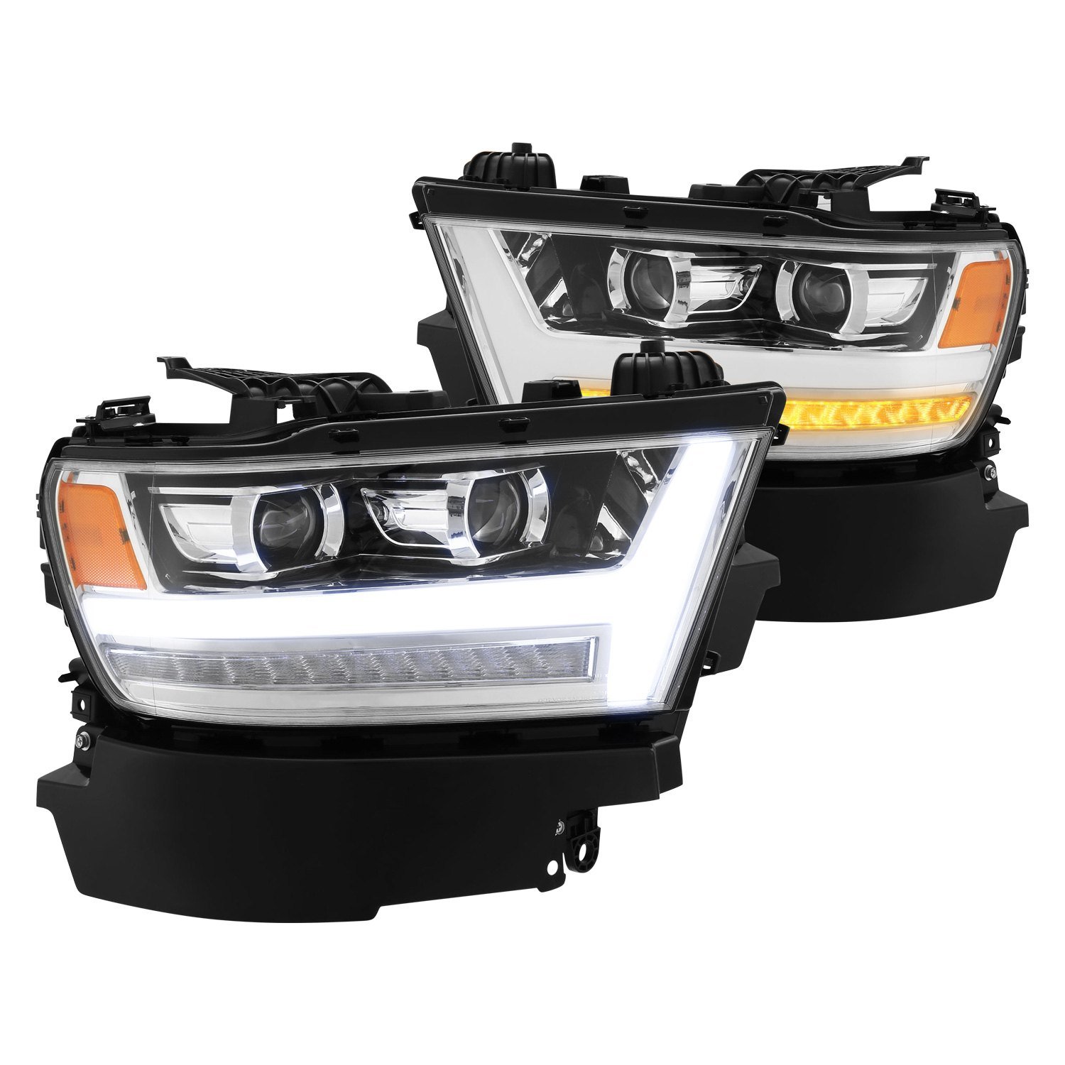 AlphaRex® 880514 - PRO-Series Chrome LED DRL Bar Projector Headlights ...