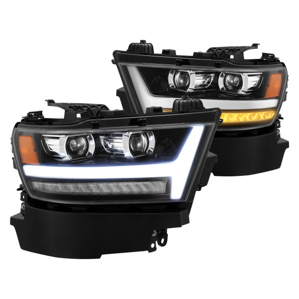 AlphaRex® - PRO-Series Jet Black LED DRL Bar Projector Headlights with Sequential Turn Signal